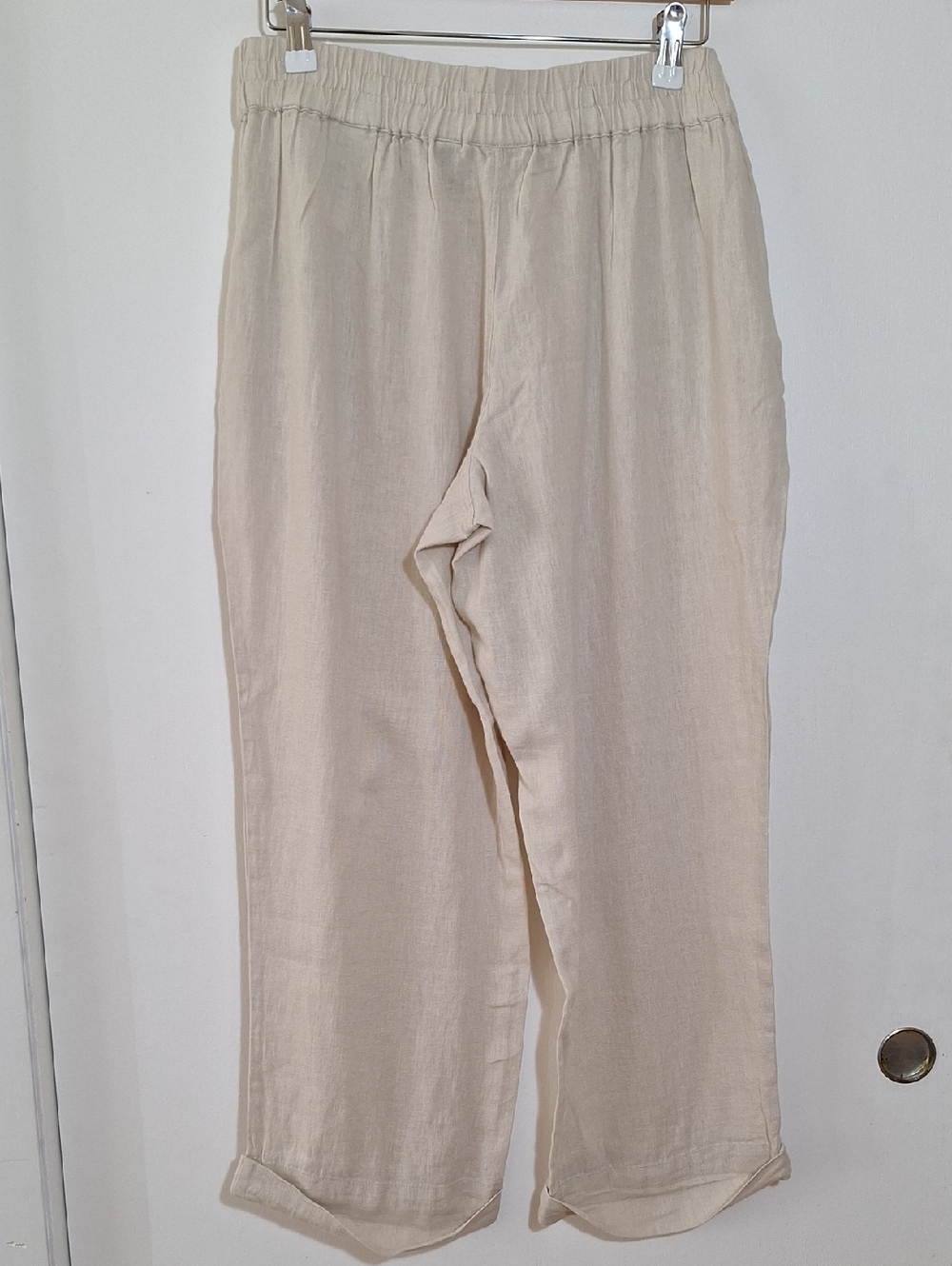 Neutral Wide-Leg Linen Blend Pants/Cropped 26in Inseam Medium - MP - Picture 3 of 7